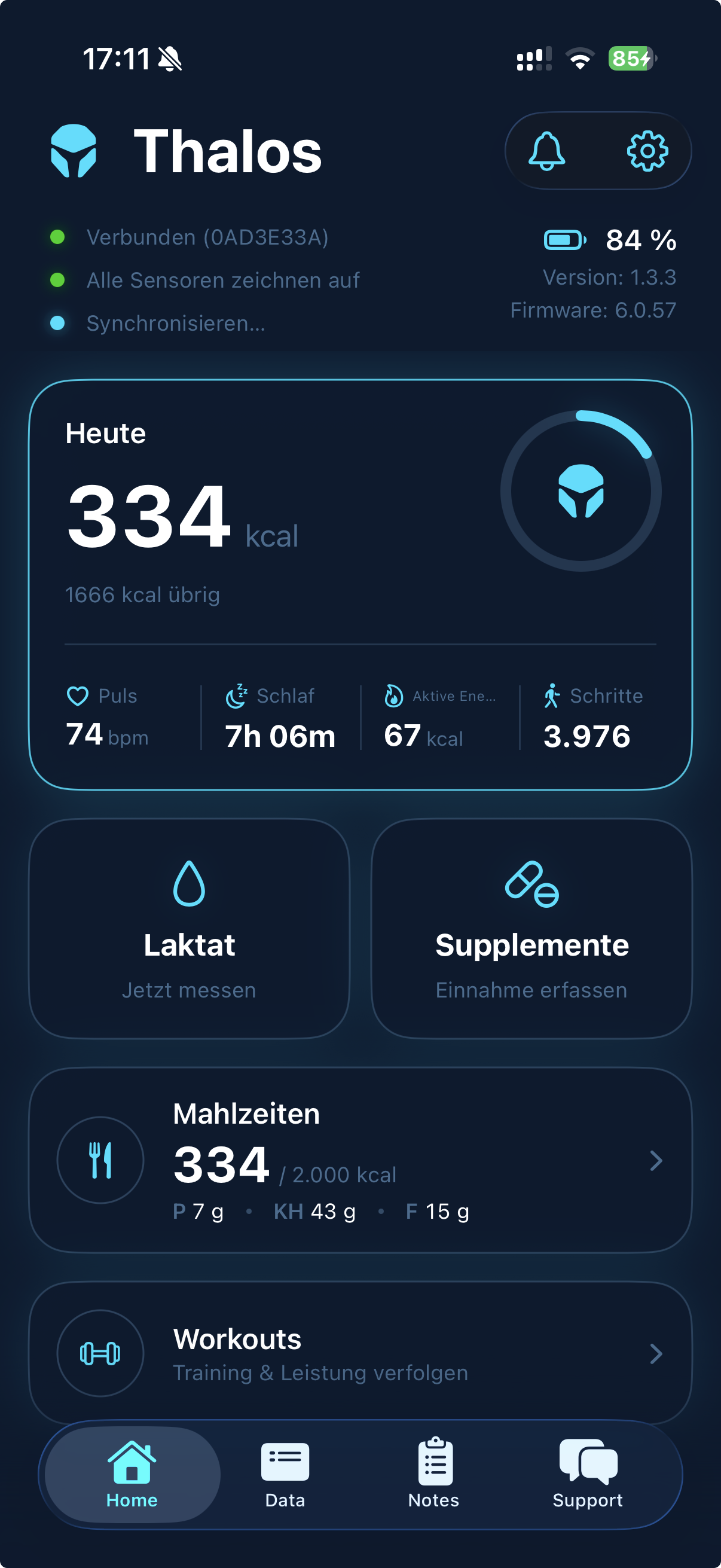 Thalos app home screen