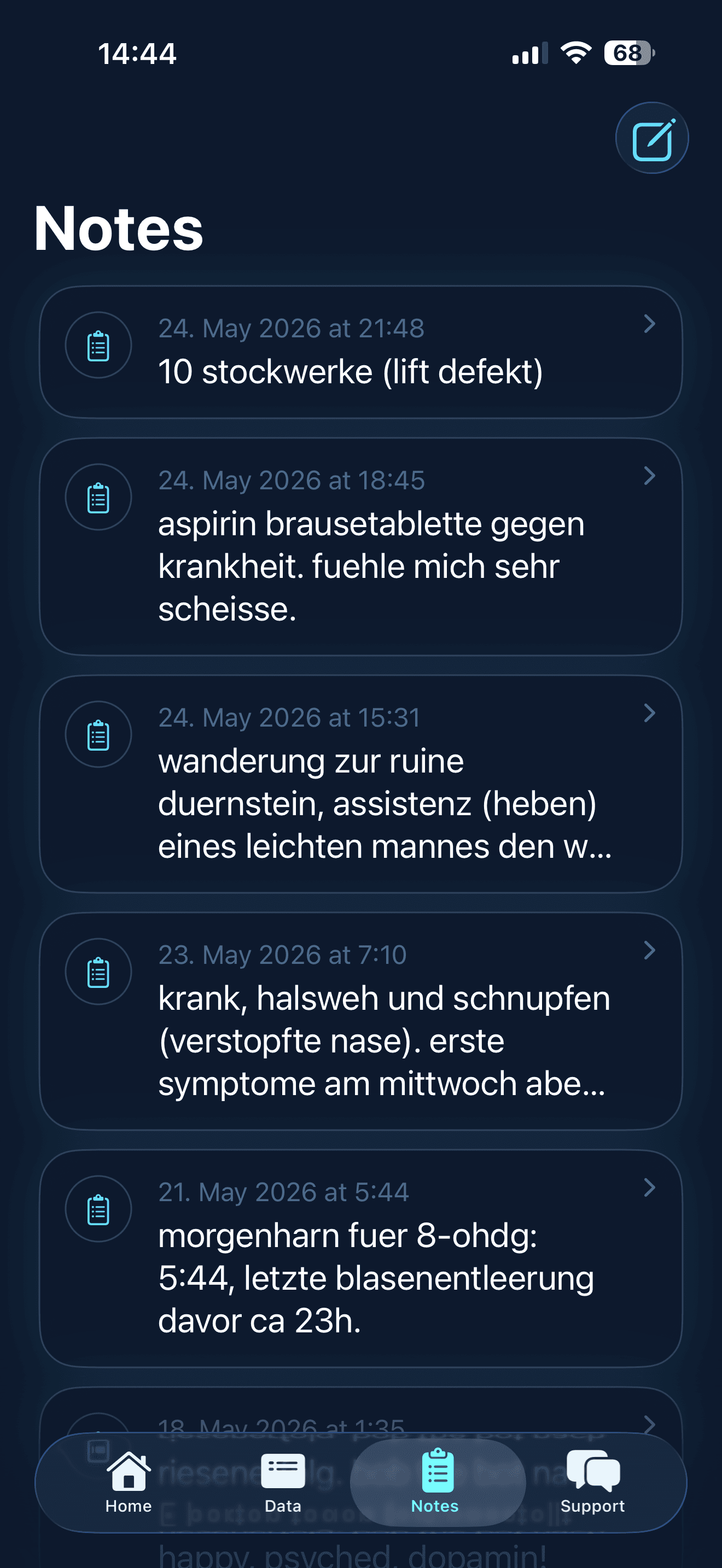 Thalos app — Notizen als Signal